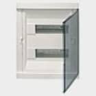 HAGER - Lakáselosztó, falon kívüli, 24modul (2x12), átlátszó ajtóval, műanyag, PE/N sínnel, sorolható, 376,5x281,5x98,5mm, fehér(RAL9010), IP41 GT08353