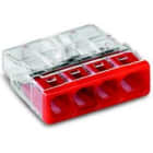WAGO - Vezeték összekötő 4x 0-2,5 mm2 átlátszó 24A piros (Új) GT58959