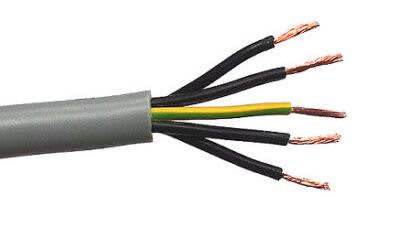 Kábel, vezeték - YSLY-Jz 5x6 szürke [dob] 300/500V PVC szigetelésű olajálló vezérlőkábel, 1 ér z/s, további erek feketék, számozottak 384408